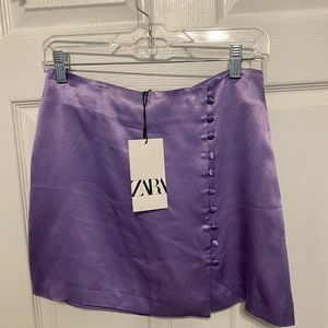 Zara purple silk mini skirt size small